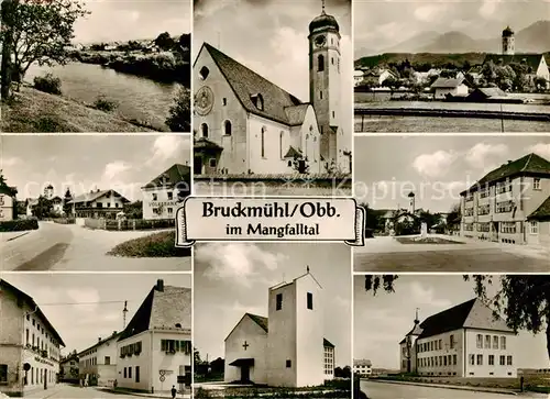 AK / Ansichtskarte Bruckmuehl_Inn Teilansichten Kirchen Bruckmuehl Inn