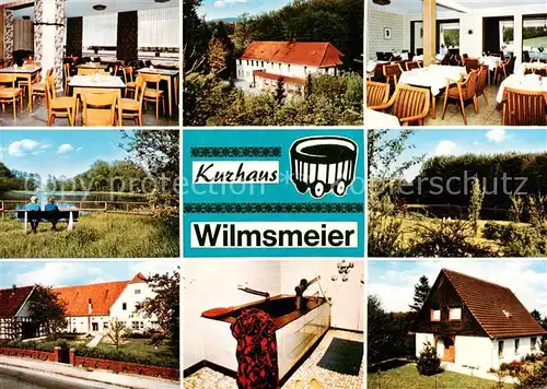 AK / Ansichtskarte Bad_Randringhausen Kurhaus Wilmsmeier Gastraeume Moorbad Teich Bad_Randringhausen