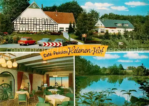 AK / Ansichtskarte Bad_Randringhausen Cafe Pension Helenen Hof Gastraeume Weiher Bad_Randringhausen