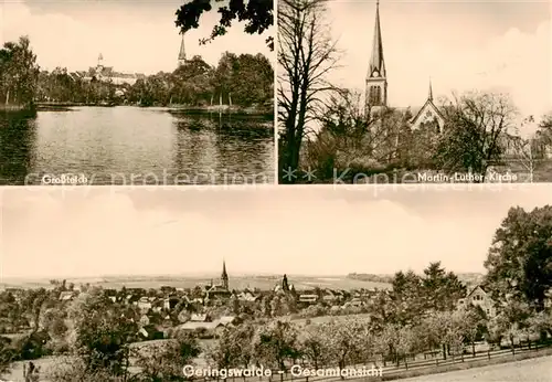 AK / Ansichtskarte Geringswalde Martin Luther Kirche Am Grossteich Panorama Geringswalde