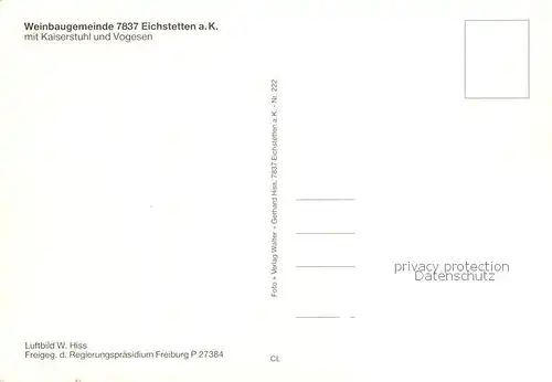 AK / Ansichtskarte Eichstetten_Kaiserstuhl Fliegeraufnahme Eichstetten_Kaiserstuhl