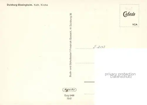 AK / Ansichtskarte Bissingheim Kath Kirche Bissingheim