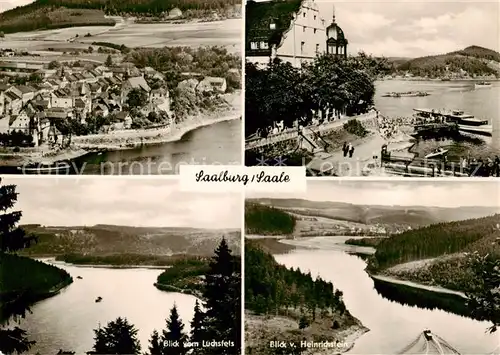 AK / Ansichtskarte Saalburg_Saale Fliegeraufnahme Blick vom Luchsfels Blick vom Heirichstein Saalburg_Saale