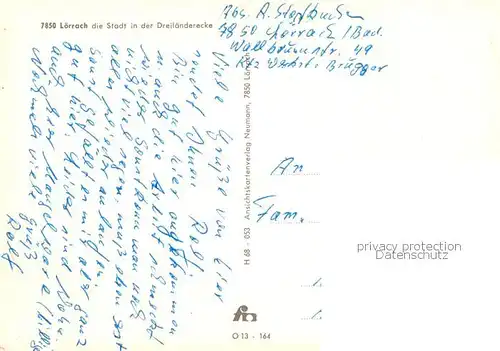 AK / Ansichtskarte Loerrach Am Marktplatz Stetten Schweizer Grenze Salzert Turmstrasse am Hebelpark Burgruine Roetteln Loerrach