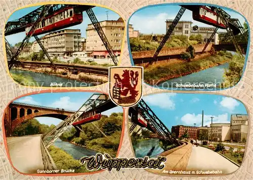 AK / Ansichtskarte Wuppertal Hoehne Schwebebahn Partie Sonnborner Bruecke Am Opernhaus mit Schwebebahn Wuppertal
