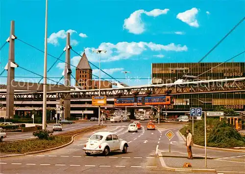 AK / Ansichtskarte Barmen_Wuppertal Alter Markt mit Schwebebahn Barmen Wuppertal