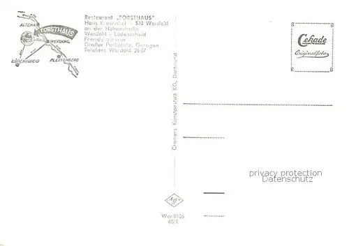 AK / Ansichtskarte Werdohl Restaurant Forsthaus Werdohl