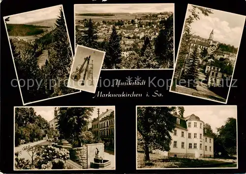 AK / Ansichtskarte Markneukirchen Panorama Brunnen Schloss Markneukirchen