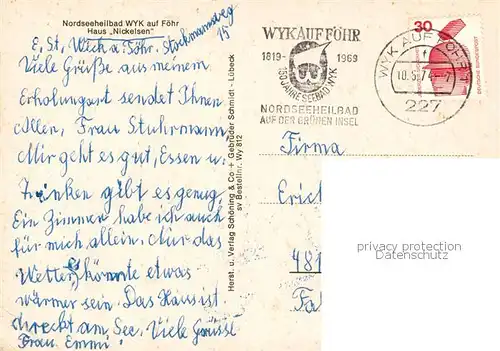 AK / Ansichtskarte Wyk__Foehr Haus Nickelsen 