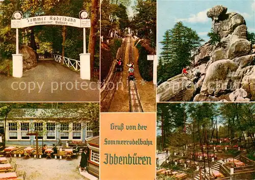 AK / Ansichtskarte Ibbenbueren Sommerrodelbahn Eingang Gasthaus Felsenformation Ibbenbueren