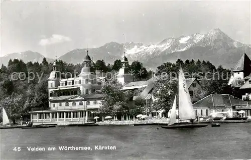 AK / Ansichtskarte Velden__Woerthersee_AT Hotel Segelboot 