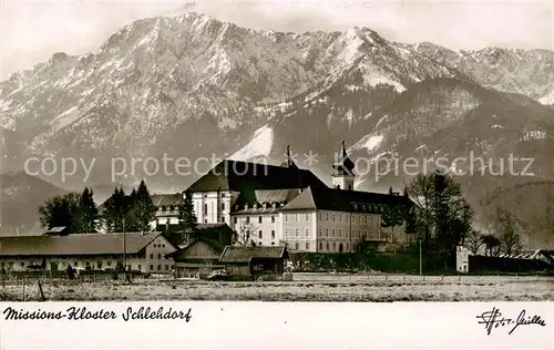 AK / Ansichtskarte Schlehdorf Missions Kloster Schlehdorf mit Herzogstand und Sattel Schlehdorf