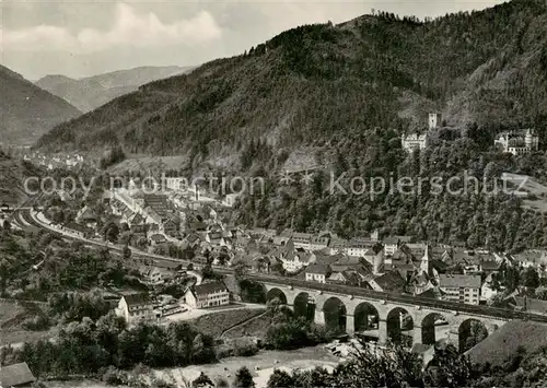 AK / Ansichtskarte Hornberg_Schwarzwald Panorama mit Schwarzwaldbahn Viadukt Hornberg Schwarzwald