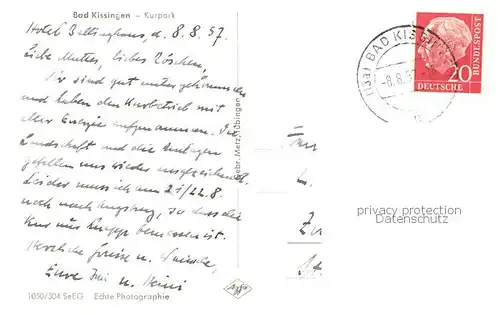 AK / Ansichtskarte Bad_Kissingen Kurpark Bad_Kissingen