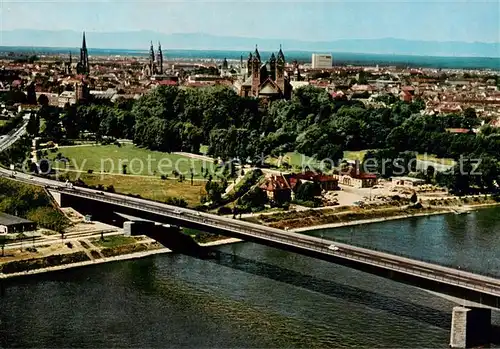 AK / Ansichtskarte Speyer_Rhein Fliegeraufnahme mit Rheinbruecke Speyer Rhein