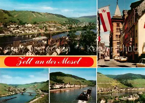 AK / Ansichtskarte Zell_Mosel Mosel und Strassenpartien Zell_Mosel