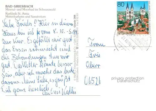 AK / Ansichtskarte 73834099 Bad_Griesbach_Schwarzwald  Kurklinik St Anna Muetterkurheim Sanatorium Bad_Griesbach