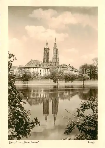 AK / Ansichtskarte  Breslau_Niederschlesien Dominsel Wasserspiegelung Breslau_Niederschlesien