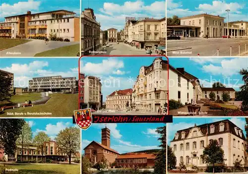 AK / Ansichtskarte 73834119 Iserlohn Altenheim Rathausplatz Bahnhof Platz Schulen Parkhalle Kirche Haus der Heimat Iserlohn