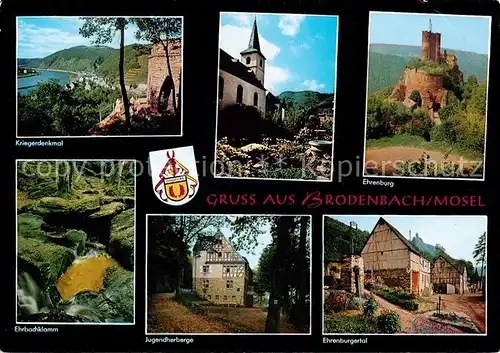 AK / Ansichtskarte  Brodenbach Kriegerdenkmal Kirche Ehrenburg Ehrbachklamm Jugendherberge Ehrenburgertal Brodenbach