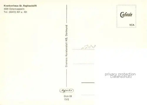 AK / Ansichtskarte 73834141 Ostercappeln Krankenhaus St. Raphaelstift Ostercappeln