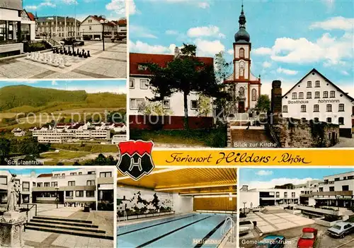 AK / Ansichtskarte  Hilders_Rhoen Gemeindezentrum Hallenbad Gasthaus Kirche Bodenschach Schulzentrum Hilders Rhoen