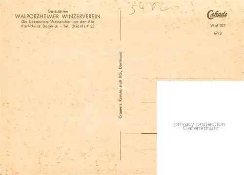 AK / Ansichtskarte  Walporzheim Gaststaetten Walporzheimer Winzerverein Walporzheim