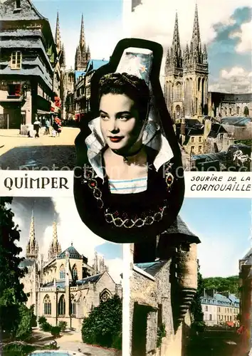 AK / Ansichtskarte  Quimper_29_Finistere Sourire de la Cornouaille Cathédrale Abside Veilles maison Rue Kéréon Tourelle du Steir 