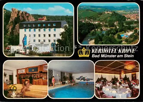 AK / Ansichtskarte Bad_Muenster_Stein_Ebernburg Kurhotel Krone Rezeption Hallenbad Gastraum  Bad_Muenster