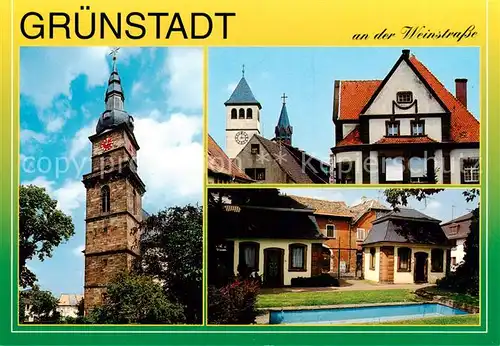 AK / Ansichtskarte Gruenstadt Turm Kirche Hotel Gruenstadt