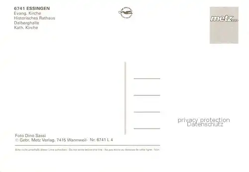 AK / Ansichtskarte Essingen_Pfalz Ev Kirche Historisches Rathaus Dalberghalle Kath Kirche Essingen Pfalz