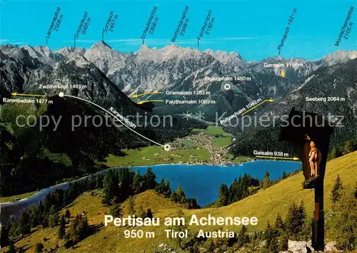 AK / Ansichtskarte Pertisau_Achensee Blick vom Rofan auf Pertisau und Karwendelgebirge Pertisau Achensee