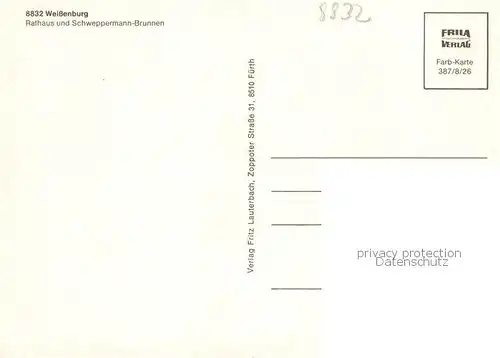AK / Ansichtskarte Weissenburg__Bayern Rathaus und Schweppermann Brunnen 