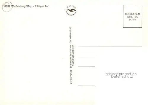 AK / Ansichtskarte Weissenburg__Bayern Ellinger Tor 