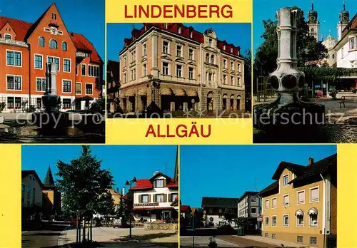 AK / Ansichtskarte Lindenberg_Allgaeu Rathaus Schloss Brunnen Marktplatz Lindenberg Allgaeu