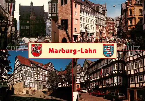 AK / Ansichtskarte Marburg_Lahn Oberer Marktplatz Fachwerkhaeuser Marburg_Lahn