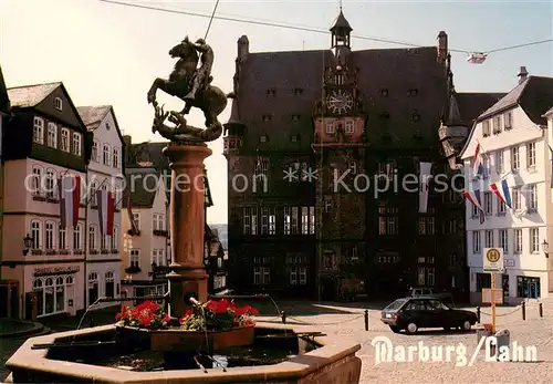 AK / Ansichtskarte Marburg_Lahn Brunnen Marktplatz Rathaus Marburg_Lahn