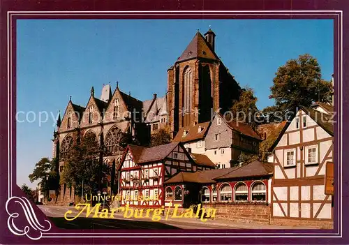 AK / Ansichtskarte Marburg_Lahn Kirche Fachwerkhaeuser Marburg_Lahn
