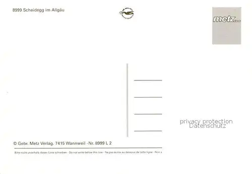 AK / Ansichtskarte Scheidegg_Allgaeu Teilansichten Brunnen Kirche Scheidegg Allgaeu