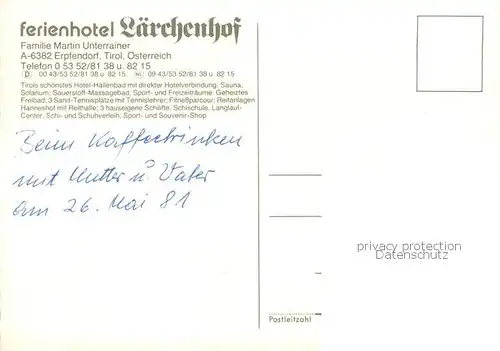 AK / Ansichtskarte Erpfendorf_Tirol_AT Ferienhotel Laerchenhof Gastraeume Hallenbad  