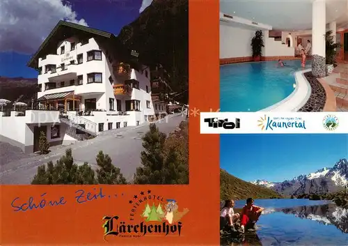 AK / Ansichtskarte Feichten_Kaunertal_Tirol_AT Ferienhotel Laerchenhof Hallenbach Seepartie 
