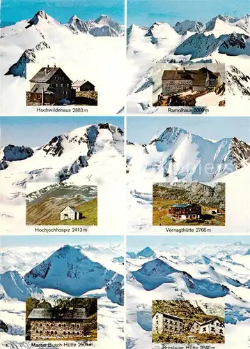 AK / Ansichtskarte Tirol_Region_AT Hochwildehaus Ramolhaus Hochjochhospiz Vernagthuette Martin Busch Huette Breslauer Huette 