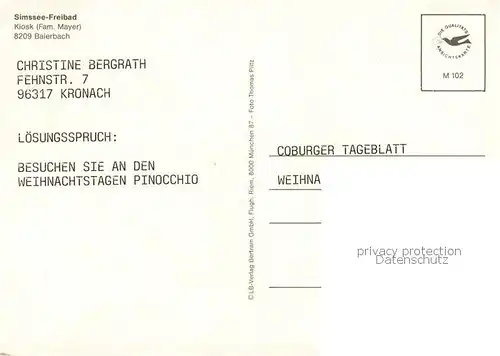 AK / Ansichtskarte Baierbach_Niederbayern Simssee Freibad Kiosk Liegewiese Baierbach Niederbayern