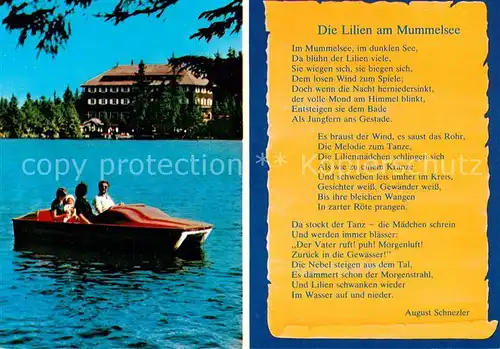 AK / Ansichtskarte Mummelsee Berghotel Mummelsee Gedichttext Mummelsee