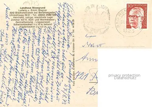 AK / Ansichtskarte Bischofswiesen Landhaus Moosgrund Schwimmbad Bischofswiesen