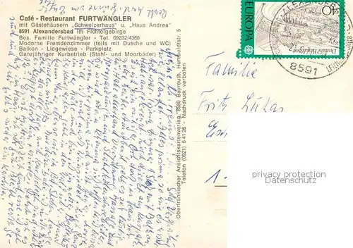 AK / Ansichtskarte Alexandersbad_Bad Cafe Restaurant Furtwaengler mit Gaestehaeusern Schweizerhaus und Haus Andrea Luisenquelle Alexandersbad_Bad