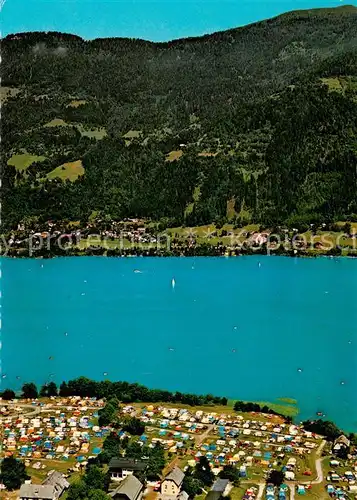 AK / Ansichtskarte Ossiach_Ossiachersee Strandcamping Mentl Fliegeraufnahme Ossiach Ossiachersee