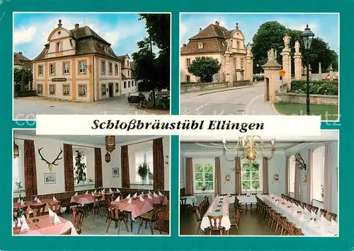 AK / Ansichtskarte Ellingen_Bayern Gaststaette Schlossbraeustuebl Grosser Saal Nebenzimmer Ellingen Bayern