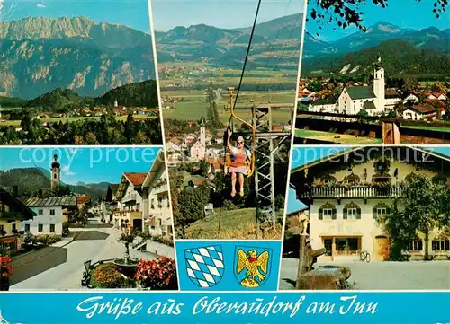 AK / Ansichtskarte Oberaudorf_Inn Panorama Ortspartie Sesselbahn Hotel Kirche 