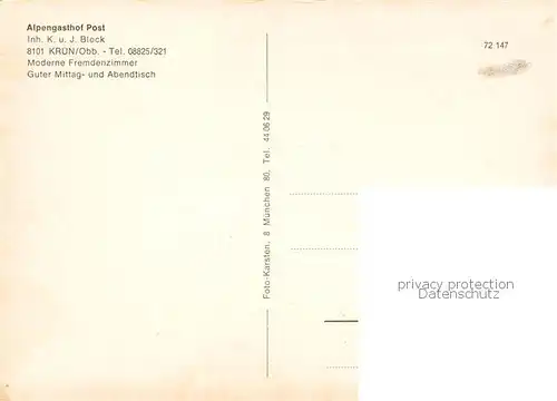 AK / Ansichtskarte Kruen_Garmisch Partenkirchen Gasthof Post Gastraeume 